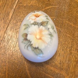 Antique Signed Glass Handpainted Easter Egg